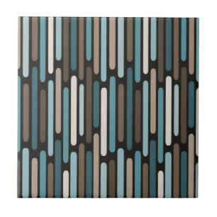 Mid Century Modern Thin Stripes Turquoise Brown Tegeltje
