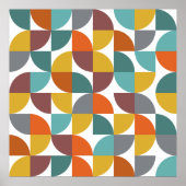 Mid-Century Modern Turquoise Gold Rust Pie Shapes Poster (Voorkant)