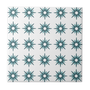 Mid-Century Modern Turquoise Starburst Pattern Cer Tegeltje