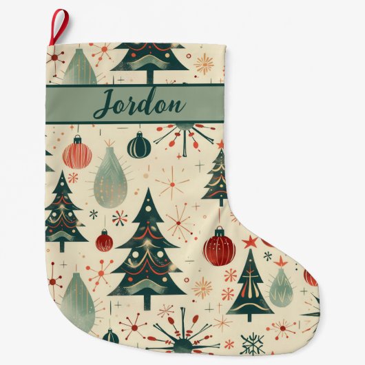 Mid Century Modern Vakantie Grote Kerstsok (Voorkant)