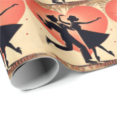 Mid Century Modern Valentijn Dancing Paar Cadeaupapier (Rol Hoek)