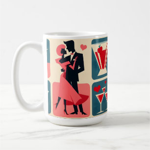 Mid Century Modern Valentijn Dancing Paar Koffiemok
