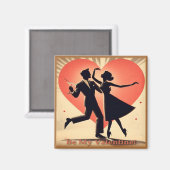 Mid Century Modern Valentijn Dancing Paar Magneet (Voorkant / Achterkant)
