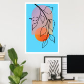 Mid Century Modern Wall Art, Abstract landschap Poster (Thuiskantoor)
