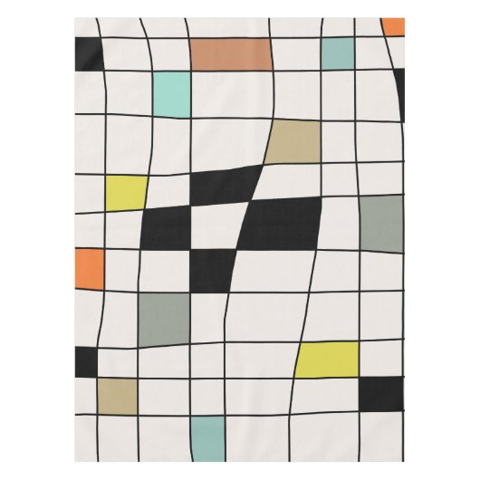 Mid Century Modern Warped Tegels Tafelkleed (Voorkant)