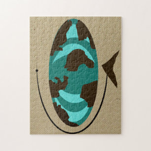 Mid Century Modern Wereldbol Art Jigzaag Puzzle Legpuzzel