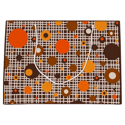 Mid Century Modern Woven Dot Pattern Oranje Groot Cadeauzakje (Voorkant)