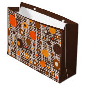 Mid Century Modern Woven Dot Pattern Oranje Groot Cadeauzakje (Voorkant Gekanteld)