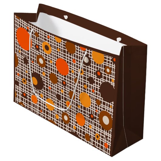 Mid Century Modern Woven Dot Pattern Oranje Groot Cadeauzakje (Voorkant Gekanteld)