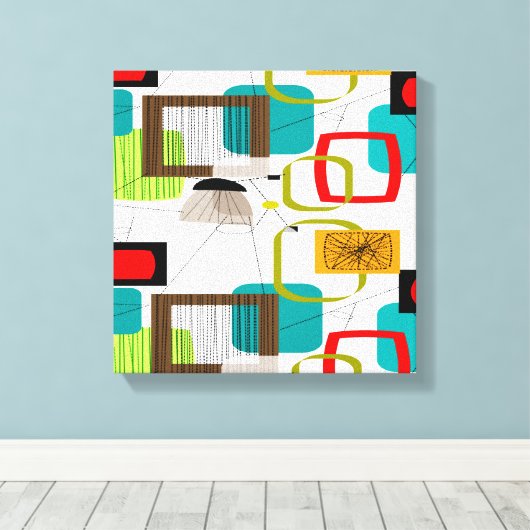 Mid Century Modern Wrapped Canvas Abstract #16 (Insitu (Houten vloer))