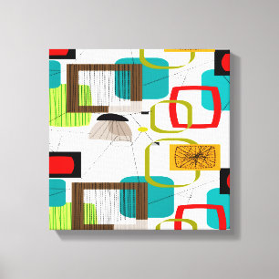 Mid Century Modern Wrapped Canvas Abstract #16