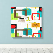 Mid Century Modern Wrapped Canvas Abstract #16 Afdruk (Insitu (Houten vloer))