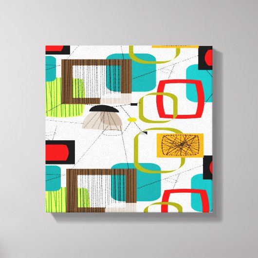 Mid Century Modern Wrapped Canvas Abstract #16 Afdruk (Voorkant)