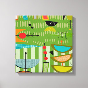Mid Century Modern Wrapped Canvas Abstract #18 Afdruk