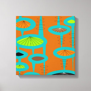 Mid Century Modern Wrapped Canvas Abstract #31
