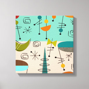 Mid Century Modern Wrapped Canvas Abstract #62 Afdruk