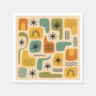 Mid Century Modern Zomer Starburst Patroon Servet