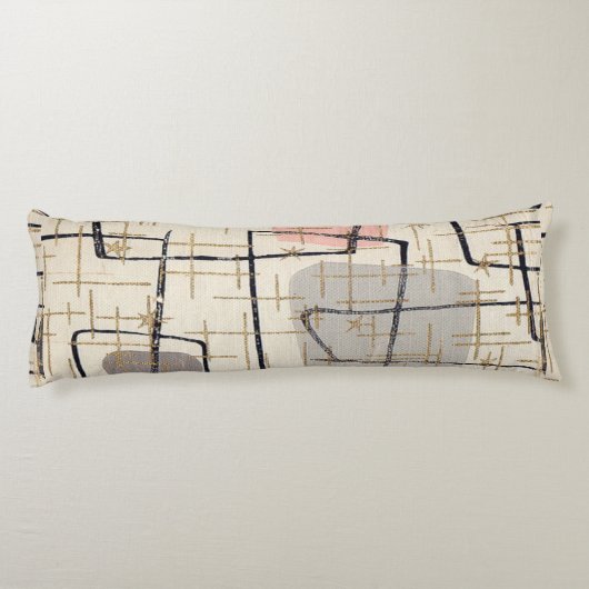 Mid Century Moderne Abstracte Body Pillow Lichaamskussen (Achterkant)
