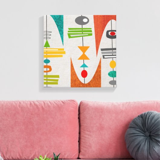 Mid Century Moderne Abstracte Kunst Canvas Afdruk (Insitu (Woonkamer))