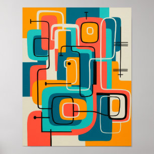 Mid Century Moderne Abstracte Kunst Poster