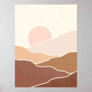 Mid Century Moderne Abstracte landschap Poster