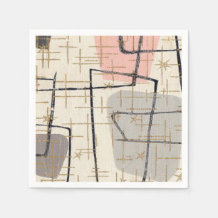 Mid Century Moderne Abstracte Papa Napkins Servetten