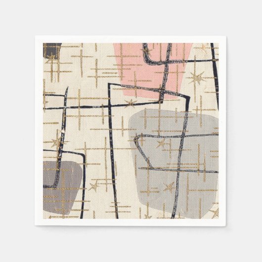 Mid Century Moderne Abstracte Papa Napkins Servetten (Voorkant)