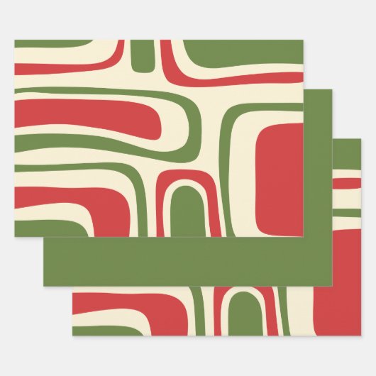 Mid Century Moderne Abstracte Retro Kerstmis Inpakpapier Vel (Set)