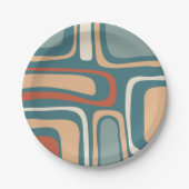 Mid Century Moderne Abstracte Retro Palm Springs Papieren Bordje (Voorkant)