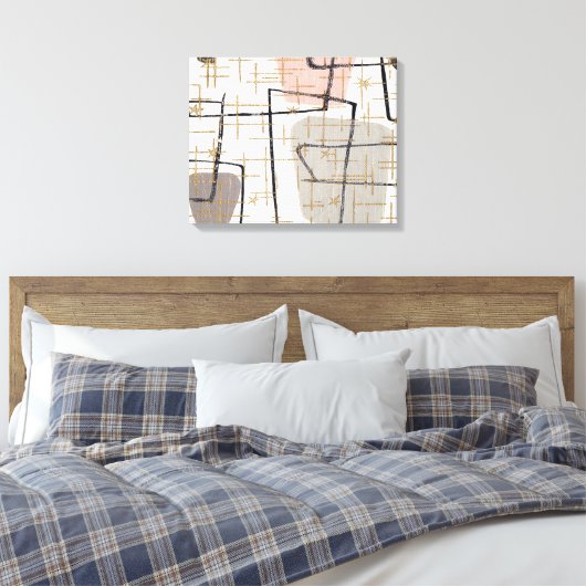 Mid Century moderne Abstracte stretched canvas pri (Insitu (Slaapkamer))