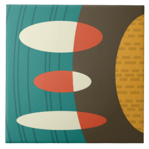 Mid Century Moderne Abstracte vinylkleurig Tegeltje