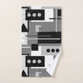 Mid Century moderne Abstrait noir blanc et gris (Serviette à main)