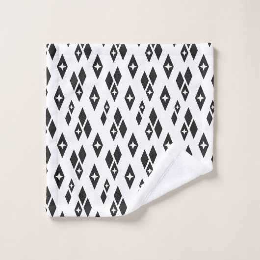 Mid Century Moderne Atomic Diamonds Zwart-wit Bad Handdoek (Wasdoekje)