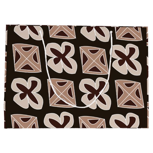 Mid Century Moderne Bloemen Geometrische Groot Cadeauzakje (Achterkant)