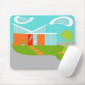 Mid Century Moderne Cartoon House Mousepad Muismat (Met muis)