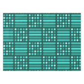 Mid Century Moderne Circles Lines Blauwgroen Tafelkleed (Voorkant (Horizontaal))