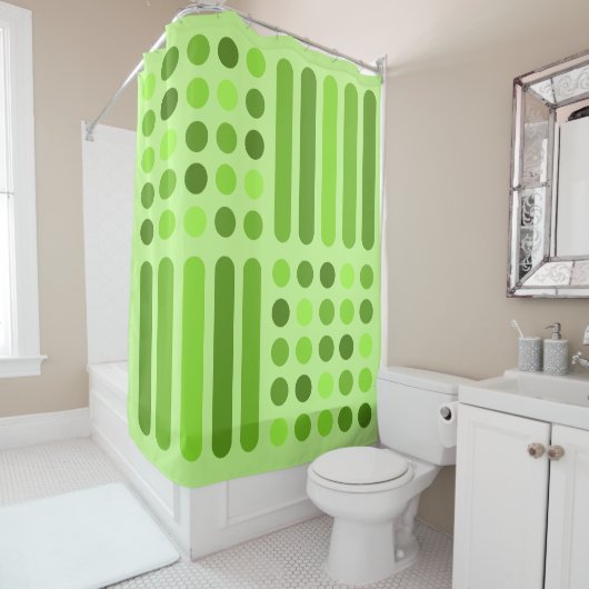 Mid Century Moderne Circles Lines Chartreuse Douchegordijn (In situ)