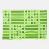 Mid Century Moderne Circles Lines Chartreuse Theedoek (Horizontaal)