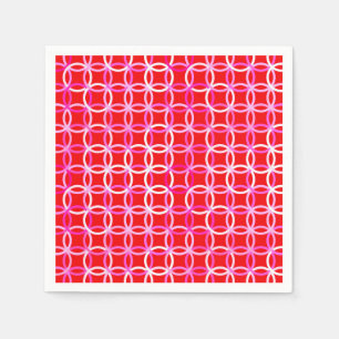 Mid-Century Moderne cirkels, donkerrood en roze Servet