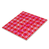 Mid-Century Moderne cirkels, donkerrood en roze Tegeltje (Zijkant)