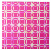 Mid-Century Moderne cirkels, fuchsia roze en crème Tegeltje (Voorkant)
