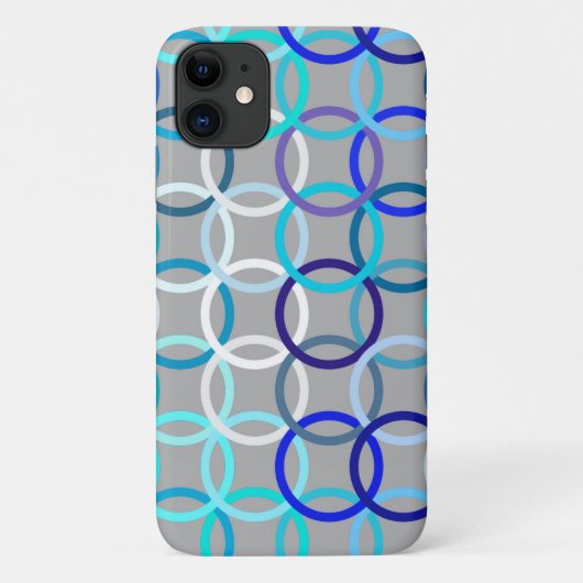 Mid-Century Moderne cirkels, grijs, blauw en wit Case-Mate iPhone Case (Achterkant)