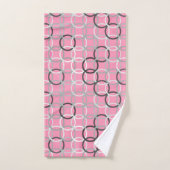 Mid-Century Moderne cirkels, koraalroze en grijs Bad Handdoek (Handdoek)