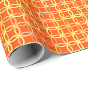 Mid-Century Moderne cirkels, mandarijn oranje Cadeaupapier