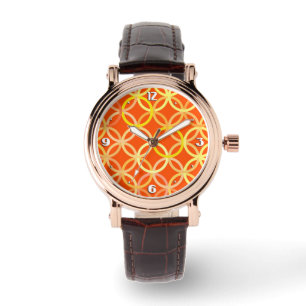 Mid-Century Moderne cirkels, mandarijn oranje Horloge