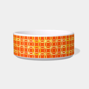 Mid-Century Moderne cirkels, mandarijn oranje Voerbakje