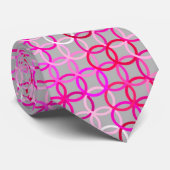 Mid-Century Moderne cirkels, roze, magenta en grij Stropdas (Opgerold)