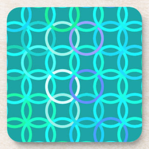 Mid-Century Moderne cirkels, turkooizen en aqua Bier Onderzetter