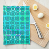 Mid-Century Moderne cirkels, turkooizen en aqua Theedoek (Quarter Fold)