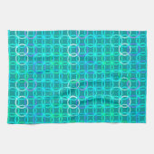 Mid-Century Moderne cirkels, turkooizen en aqua Theedoek (Horizontaal)